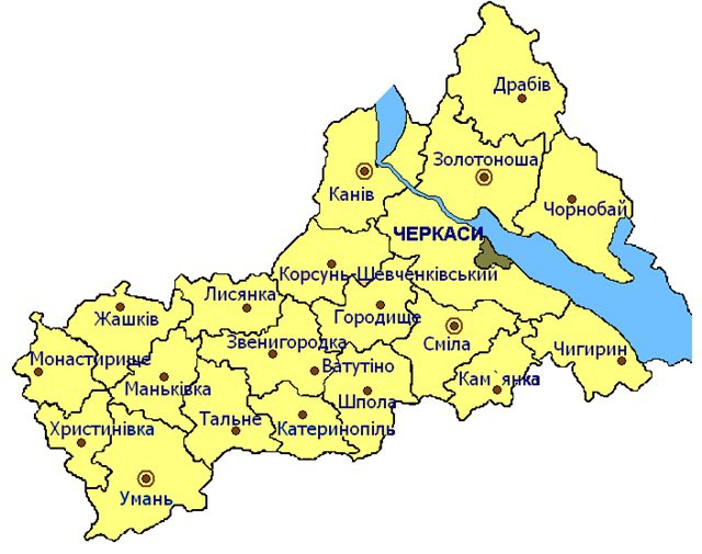 map of Cherkasy oblast
