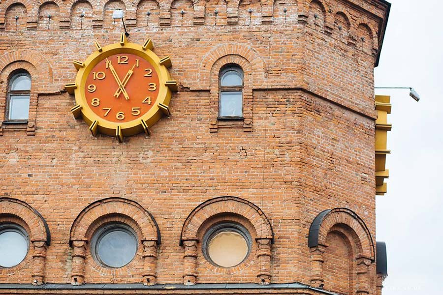 a clock on the old building
