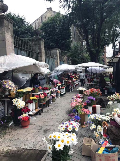 A stree flower market in Lviv